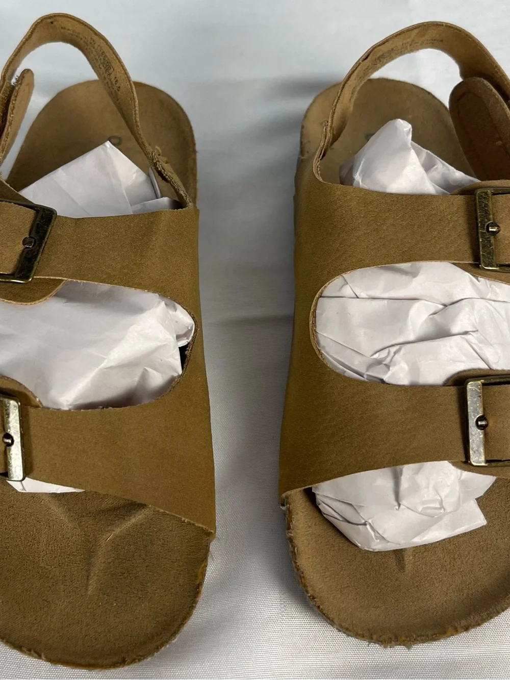 Old Navy Tan Double Buckle Footbed Slides